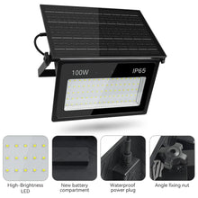 Solar Flood Light Remote Control Solar Powered Spotlight Outdoor Waterproof Street Light Adjustable