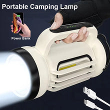 Portable LED Spotlight with Side Camping Light USB Rechargeable Searchlight with Power Bank Flood Flashlight
