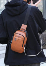 Men's Leather Chest Bag Designer Messenger Crossbody Shoulder Bag