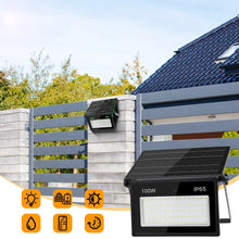 Solar Flood Light Remote Control Solar Powered Spotlight Outdoor Waterproof Street Light Adjustable