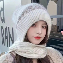 Integrated Ear Protection Windproof Cap Scarf, Winter Warm Knitted Hat Scarf
