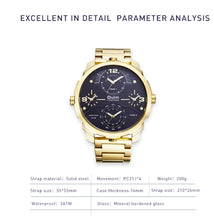 Oulm 3749 Luxury Brand Unique Stainless Steel 4 Time Watch