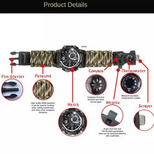 Yuzex Survival Watch, 6 in 1 Paracord Bracelet Compass Watch
