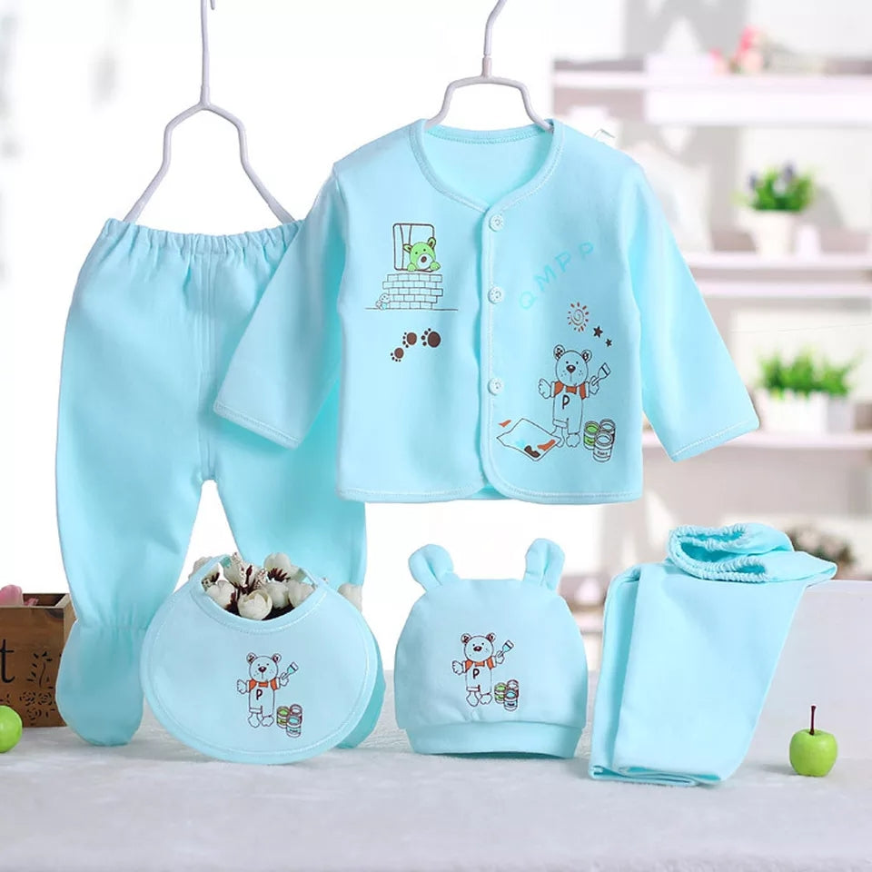 5 Pcs Imported Newborn Baby Clothes Gift Set arzaan.pk