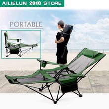 Portable Camping Chair with Detachable Footrest Mesh Folding Recliner