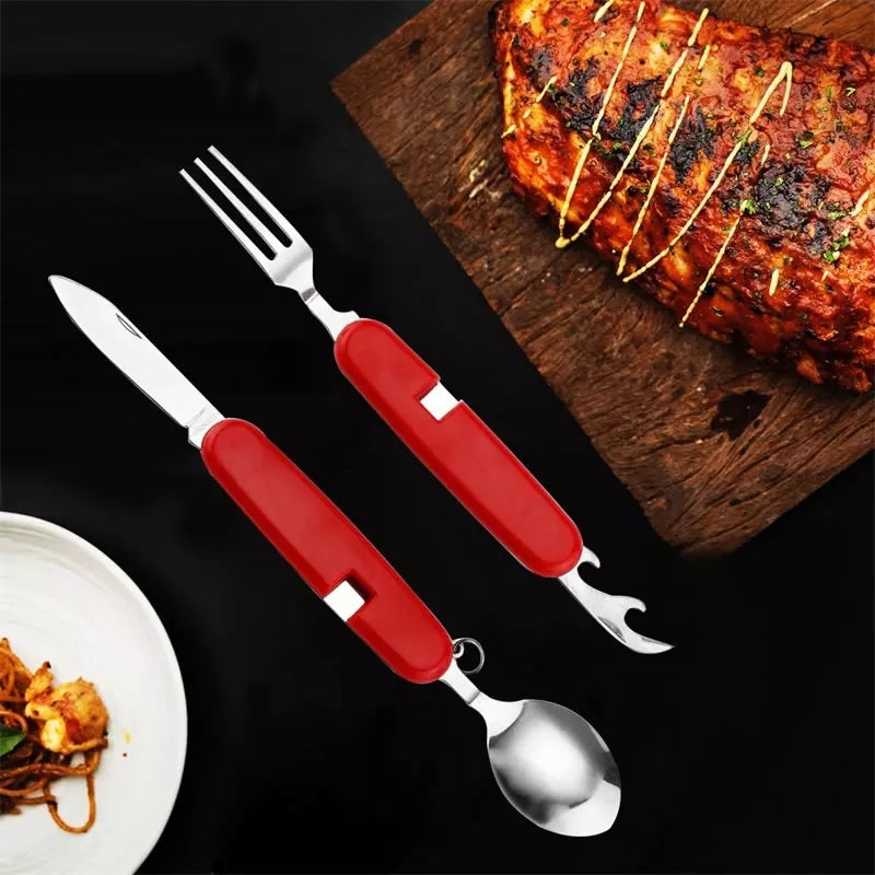 6 in 1 Folding Utensil Set for Outdoor Camping Picnic Travel arzaan.pk