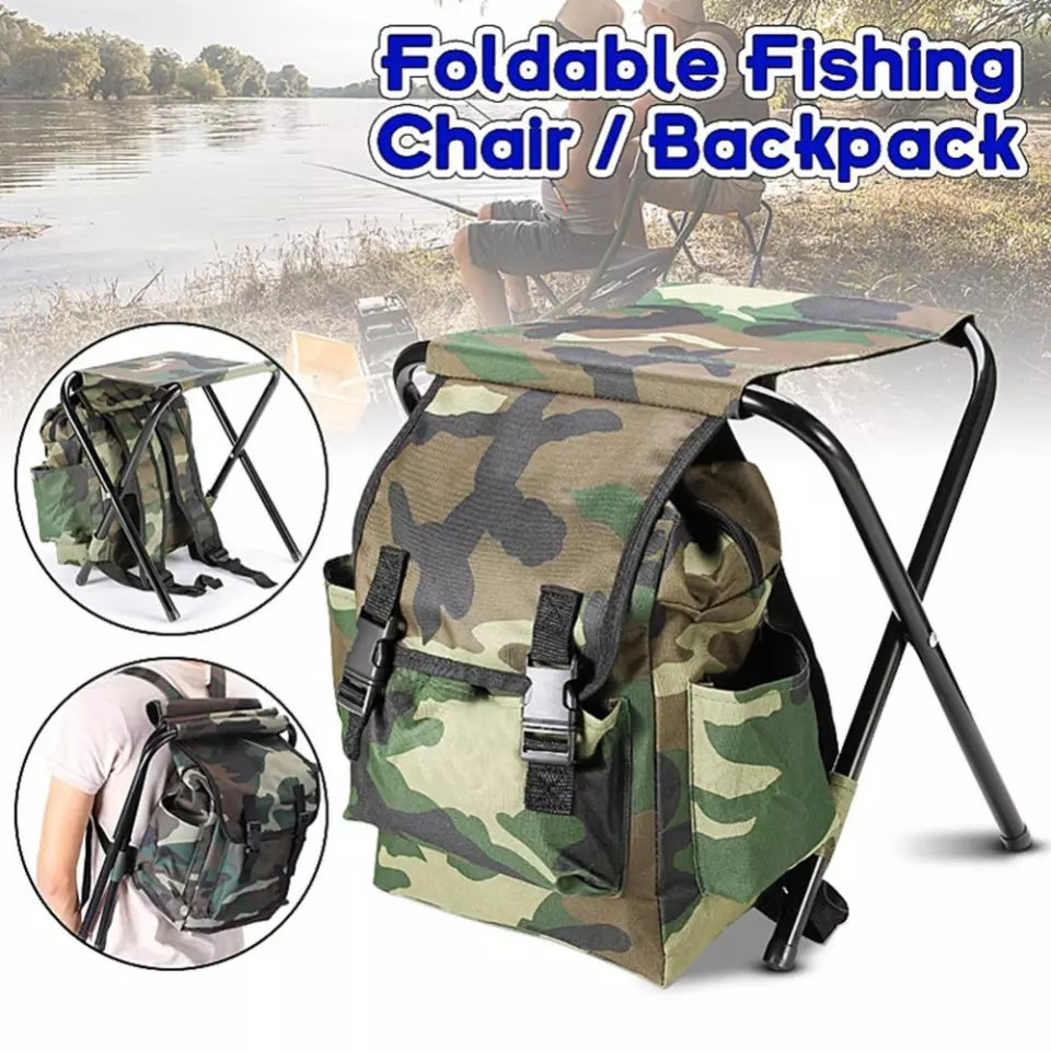 Lightweight Folding Fishing Stool Backpack Chair With Cooler Bag