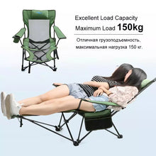 Portable Camping Chair with Detachable Footrest Mesh Folding Recliner