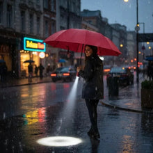 Fully automatic umbrella with rotatable LED flashlight, business wind resistant folding umbrella