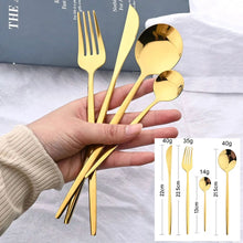 24 Pcs Premium Stainless Steel Dining Cutlery Set Golden Black