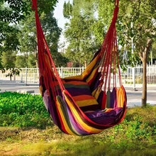 Outdoor Hanging Hammock Chair, Comfortable Durable Cotton Swing for Camping and Backyard with Cushion