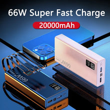 66W Modem Cat Power Bank Digital Display with 4 Built-in Fast Charging Mobile Cable