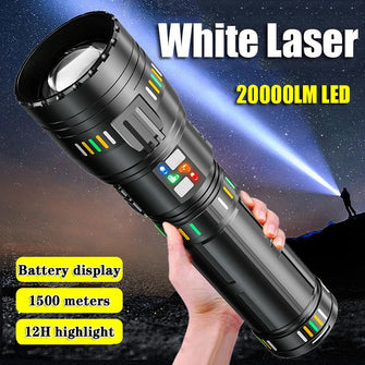 Ultra long TorchSuper Bright White Laser Flashlight Use 4*181350Battery Rechargeable Powerful Al Alloy Torch Waterproof Zoom Tactical Flashlight
