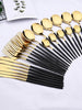 24 Pcs Premium Stainless Steel Dining Cutlery Set Golden Black