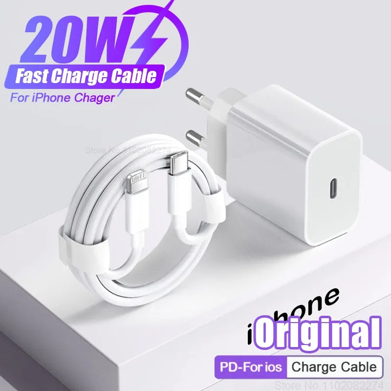 Original Iphone Fast Charging Adapter and Cable–