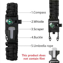 Outdoor Rescue Multi-Function Survival Paracord Bracelet with Compass & Whistle