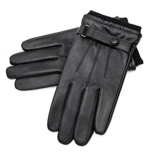 Warm Winter Leather Gloves Men's PU Leather Touch Screen Thick Fleece Windproof Thermal Gloves