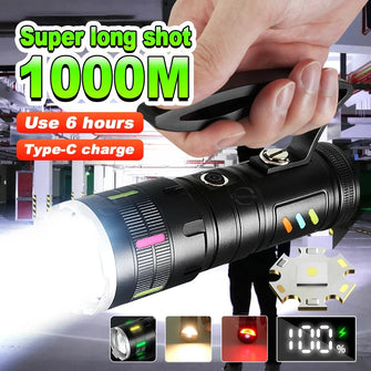 Ultra Powerful Flashlight USB Rechargeable Portable Lantern with COB Lights Outdoor