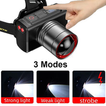 LED Rechargeable Headlights, Adjustable Zoom, Waterproof Headlights