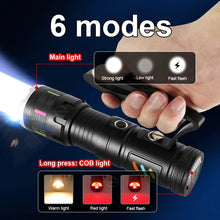 Ultra Powerful Flashlight USB Rechargeable Portable Lantern with COB Lights Outdoor