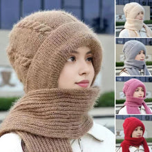 Integrated Ear Protection Windproof Cap Scarf, Winter Warm Knitted Hat Scarf
