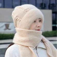 Integrated Ear Protection Windproof Cap Scarf, Winter Warm Knitted Hat Scarf