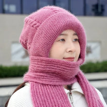 Integrated Ear Protection Windproof Cap Scarf, Winter Warm Knitted Hat Scarf