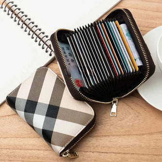 Business Slim Card Holder Zipper Wallet PU Leather