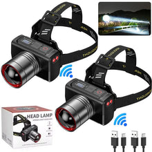 LED Rechargeable Headlights, Adjustable Zoom, Waterproof Headlights