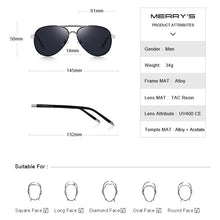 MERRY'S Men's Luxury Aviator Branded Design Pilot Sunglasses