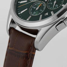 J. Leman Chronograph Luxury Leather Strap Stainless Steel Watch