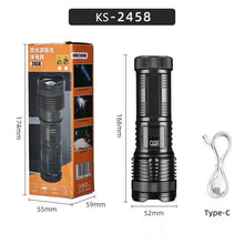 High-Brightness Flashlight Rechargeable Telescopic Zoom Flashlight Outdoor Camping Spotlight Flashlight