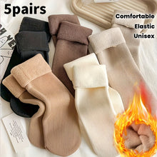 5 Pairs Unisex Fleece-Lined Thermal Winter Socks - Soft Warm Elastic Floor Socks