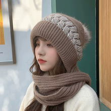 Integrated Ear Protection Windproof Cap Scarf, Winter Warm Knitted Hat Scarf