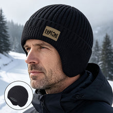 Men's Winter Velvet Beanie Hat with Earflaps Knit