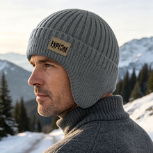 Men's Winter Velvet Beanie Hat with Earflaps Knit
