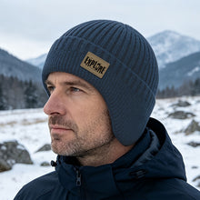 Men's Winter Velvet Beanie Hat with Earflaps Knit