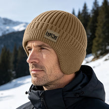 Men's Winter Velvet Beanie Hat with Earflaps Knit