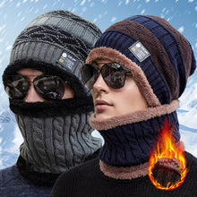 Men's New Fashion Winter Warm Beanie Hat And Scarf Set, Knitted Skull Cap Neck Warmer