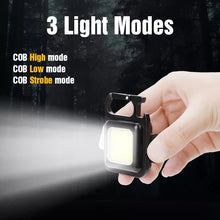 Multi-Function COB Rechargeable Keychain Light Mini Flashlight Portable Pocket Work Light with Bottle Opener