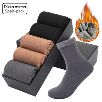 5 Pair Men's Winter Soft Thick Warm Fleece Thermal Socks
