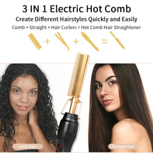 Hot Comb Hair Straightener Heat Pressing Comb, Portable Travel Anti-Scald Straightener Press Comb