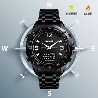 SKMEI 1649 Stainless Steel Luxury Analog Quartz Digital Watch