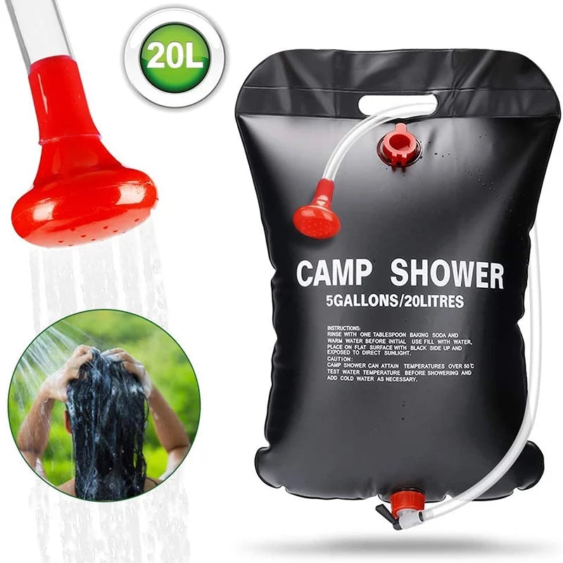 Portable Shower Bag for Camping 5 gallons 20L Solar Shower Bag for Outdoor Traveling Hiking