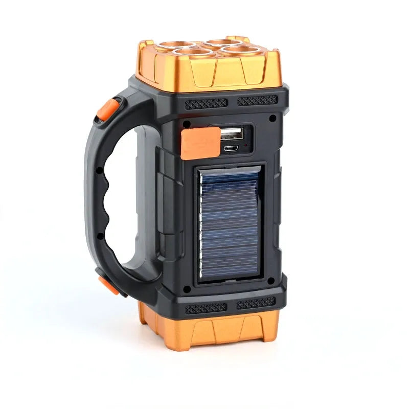 Portable Powerful Solar LED Flashlight With COB Work Lights USB Rechar ...