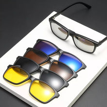 5 in 1 Sunglasses Set UV400 Polarized Magnetic Clip Glasses Unisex Lenses Retro Frame Day Night Vision Sunglasses