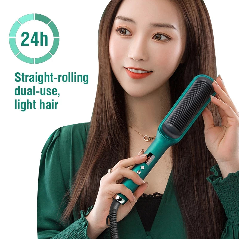 Hot brush flat iron sales