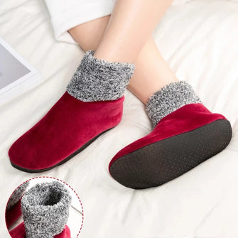 2 Pairs Women Winter Warm Non-Slip Indoor Floor Socks Soft Home Velvet Slipper Socks