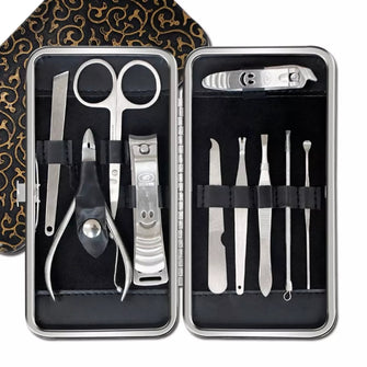 10 in 1 Stainless Steel Nail Clippers Set with Leather Case– arzaan.pk