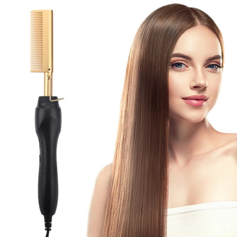 Hot Comb Hair Straightener Heat Pressing Comb, Portable Travel Anti-Scald Straightener Press Comb